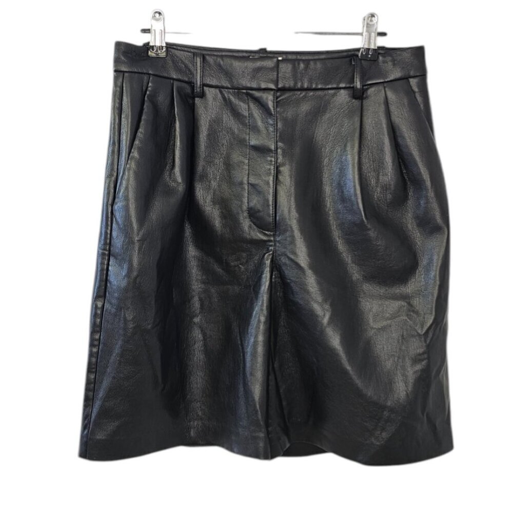 Aritzia Wilfred Limerick Short, Vegan Leather, High Rise, Black, Pleated, Size 6
